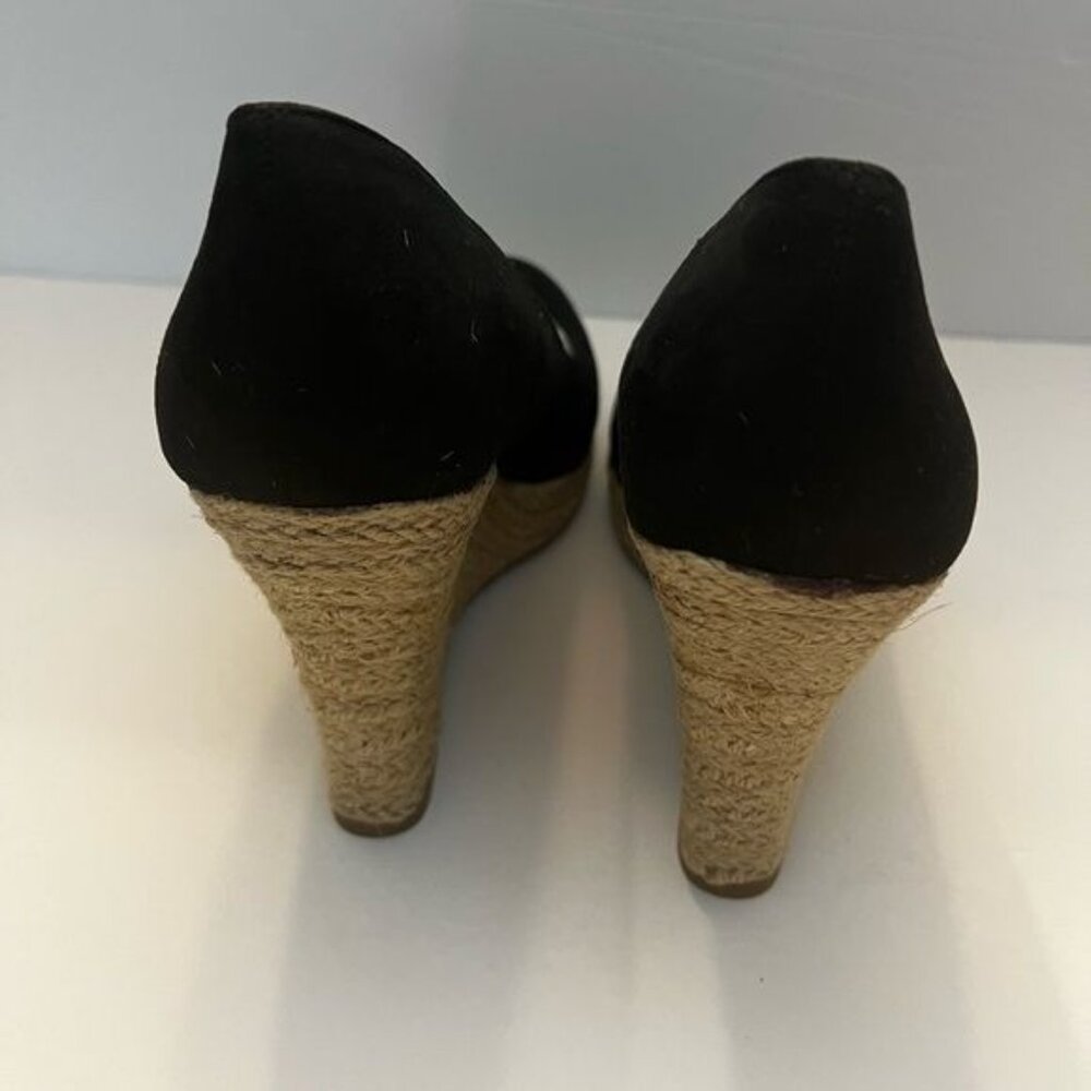 Fergalicious By Fergie Womens Black Espadrille Wedge Heels Polka Dot Lining 4.5" - Picture 10 of 12